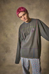 配色ステッチロングスリーブTシャツ