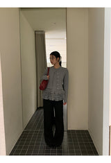Gray Under Frill Layered Cardigan Top
