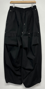 FRONT TWO RIVET POCKET BALLOON PARACHUTE COTTON BIG PANTS 💚🩶🖤🤎 - 4 COLORS