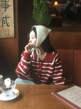 [BELLIDE MADE] ELLE、ストライプニットカーディガン