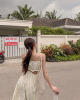Back slit long one piece