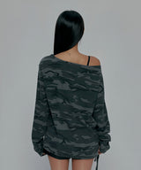 ONE SHOULDER GRAPHIC LONG SLEEVE_CAMO