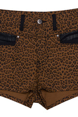 LEOPARD LEATHER POINT SHORT PANTS