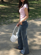 Tego Vintage Washing Denim Bootcut Pants