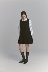 Back Ribbon Tweed Dress Black