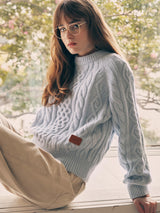ROUND CABLE LABEL KNIT BLUE