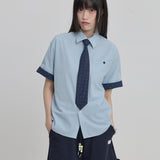 Tie SET Check Half Shirt