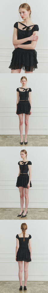 MAGNOLIA FRILL SKIRT black
