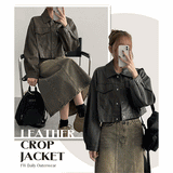 Muldoon cropped collar leather jacket