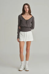 Hazel eyelet top, Charcoal