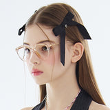 [SET] サテンミッドリボンヘアクリップピン　ブラック
