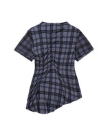 Plaid Smocking T-Shirt _ PURPLE