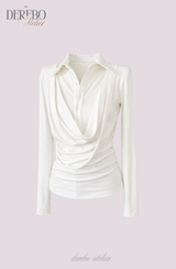 Lily Shirring Shirt Long Sleeve Top