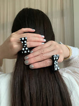 Black polka DOT bow ring