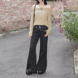 [belt set] Shirty Low Rise incision pocket wide bootcut cotton pants