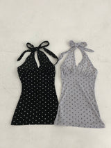 Dot Ribbon Halterneck Sleeveless