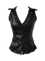 ロックシックレザーフリルビスチェ