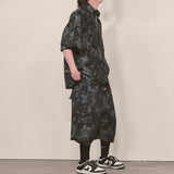 tiedye capri cargo shorts_black