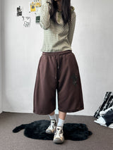Millicrome Embroidered Patch Side Pintuck Bermuda Shorts 4color