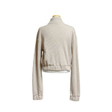 (2color) Waffle Stripe High Neck Bomber Cardigan