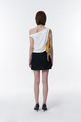 COLLECTION UNBALANCE DRAPE SLEEVELESS [WHITE]