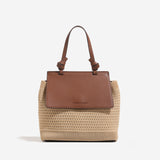 Resort look rattan knit backpack/handbag