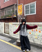 レノブラックワイドデニムバルーンパンツ