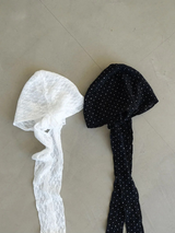 BEADED DOT LACE HEADSCARF (WHITE, BLACK 2COLORS!)