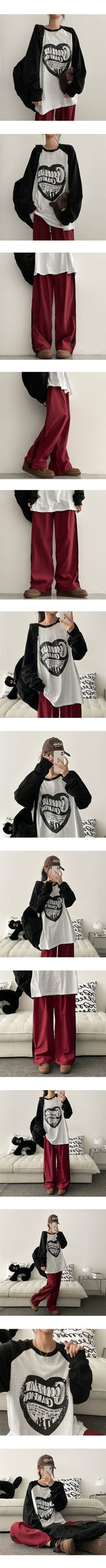 パースハートラグランロングTシャツ