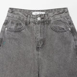 GRAY SEMI WIDE DENIM PANTS code 18113