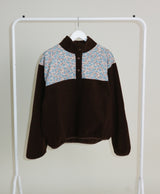 Femme Flower Pattern Quilted Fleece Long Sleeve T-Shirt (Button Detail)