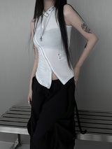 cats zipper halter sleeveless (2color)