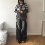 モアウェルダークブルーウォッシュドワイドカーゴデニムパンツ