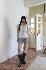 TWINKLE TWEED PUFF JACKET BLOUSE IN IVORY