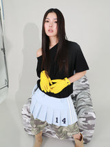 PLEATS WRAP SKIRT (DENIM)
