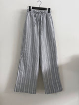 Summo Striped Elastic Waist Long Pants Comfortable Pants 2 Colors