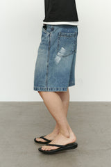 エイジスプラッターカーペンターデニムショーツ(Washed Blue)