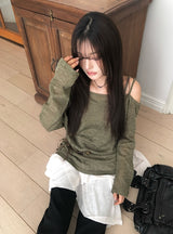 Koran Unbalance Layered Banding Skirt