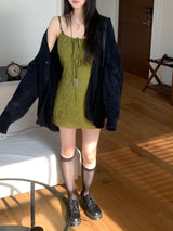 Lumi square Lace String Mini  Dress