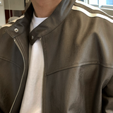  Mirei Two-Way Double Line Biker Leather Jacket