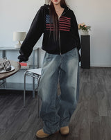 Blind washing balloon denim pants
