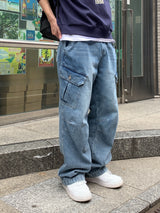 Tachi washed cargo denim pants