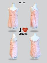 peach chiffon frill lace dress (cardigan set)