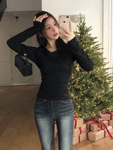 Halter Neck Ribbon Strap Off Shoulder Knit (3color)