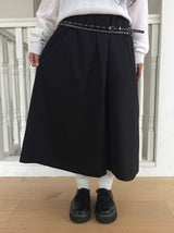 Curly Flare Cotton Banding Long Skirt