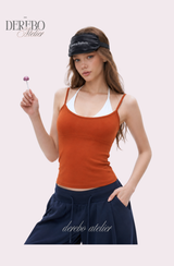 ダブルホルターパッドスリーブレストップ