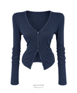 Sasha Deep V-Neck Cardigan (6color)