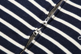 Striped Crop Hood Zipup (Navy)