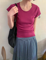 シュルベーシックカラー半袖Tシャツ