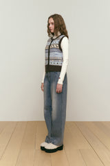 JACQUARD PATTERN KNIT VEST [SKY]